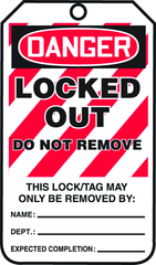 Lockout Tag, Danger Locked Out, 25/Pk, Plastic - Strong Tooling