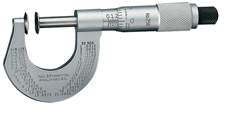 #256RL-1 -  0 - 1'' Measuring Range - .001 Graduation - Ratchet Thimble - High Speed Steel Face - Disc Micrometer - Strong Tooling