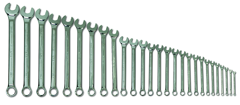 27 Piece Supercombo Wrench Set - High Polish Chrome Finish - Supercombo Open End and Supertorque Box End - Metric 6mm - 36mm; Tools Only - Strong Tooling