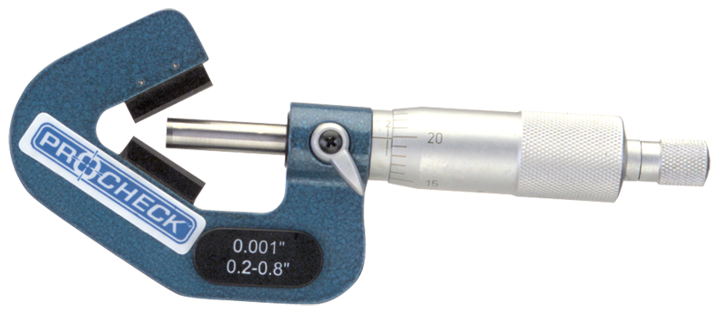 .2 - 1'' Measuring Range - .001 Graduation - Ratchet Thimble - High Speed Steel Face - 5-Flute V-Anvil Micrometer - Strong Tooling