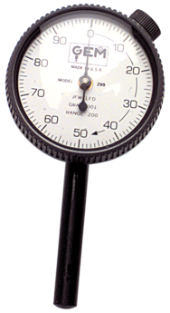 .200 Total Range - 0-100 Dial Reading - Back Plunger Dial Indicator - Strong Tooling