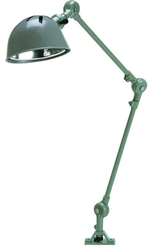 14" Uniflex Machine Lamp; 120V, 60 Watt Incandescent Light, Screw Down Base, Oil Resistant Shade, Gray Finish - Strong Tooling