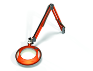 Green-Lite® 6" Brilliant Orange Round LED Magnifier; 43" Reach; Table Edge Clamp - Strong Tooling