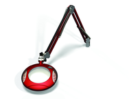 Green-Lite® 6" Blazing Red Round LED Magnifier; 43" Reach; Table Edge Clamp - Strong Tooling