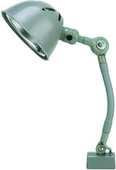 9" Uniflex Machine Lamp; 120V, 60 Watt Incandescent Light, Magnetic Base, Oil Resistant Shade, Gray Finish - Strong Tooling