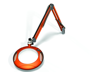 Green-Lite® 7-1/2" Brilliant Orange Round LED Magnifier; 43" Reach; Table Edge Clamp - Strong Tooling