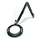 Green-Lite® 7-1/2" Black Round LED Magnifier; 43" Reach; Table Edge Clamp - Strong Tooling