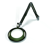 Green-Lite® 7-1/2" Racing Green Round LED Magnifier; 43" Reach; Table Edge Clamp - Strong Tooling