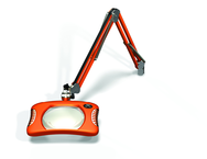 Green-Lite® 7" x 5-1/4"Brilliant Orange Rectangular LED Magnifier; 43" Reach; Table Edge Clamp - Strong Tooling