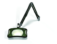 Green-Lite® 7" x 5-1/4"Racing Green Rectangular LED Magnifier; 43" Reach; Table Edge Clamp - Strong Tooling