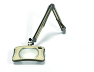 Green-Lite® 7" x 5-1/4"Shadow White Rectangular LED Magnifier; 43" Reach; Table Edge Clamp - Strong Tooling