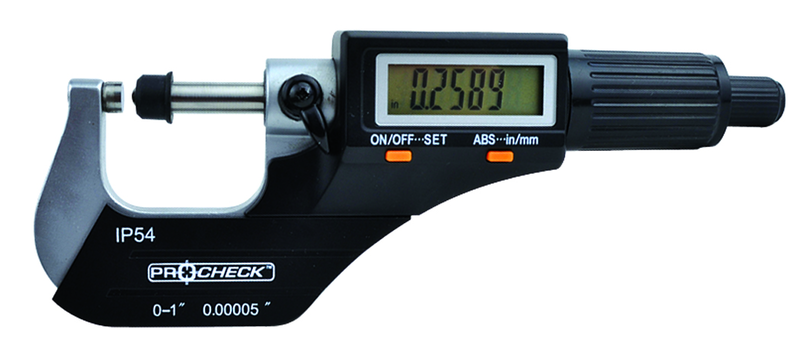 IP54 Electronic Micrometer - 0-1"/25.4mm Range - .00005"/.001mm Resolution - Output S4 Connector - Strong Tooling