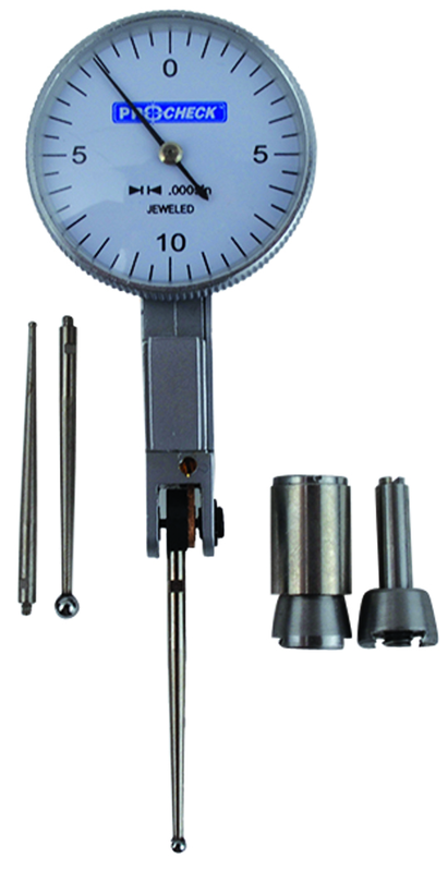 3x1.437"- Long Point - Test Indicator - 0.02/0.0005" White Dial - Strong Tooling