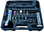 #2060 - Pneumatic Cut-Off Tool & Right Angle Grinder Kit - Includes: 1) each: Angle Die Grinder with collets; 3" Cut-Off Tool; Air Fitting (3) Cut-Off Wheels; (10) Mounted Points; (3) Spanner Wrenches; and Case - Strong Tooling