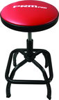 Shop Stool Heavy Duty- Air Adjustable with Square Foot Rest - Red Seat - Black Square Base - Strong Tooling