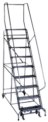 Model 1000; 9 Steps; 32 x 65'' Base Size - Steel Mobile Platform Ladder - Strong Tooling