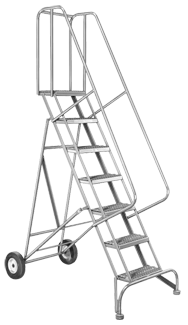 Model 6500; 8 Steps; 30 x 65'' Base Size - Roll-N-Fold Ladder - Strong Tooling