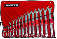 Proto® Tether-Ready 15 Piece Satin Metric Combination ASD Wrench Set - 12 Point - Strong Tooling