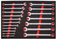 Proto® Foamed 18 Piece Metric Combination Wrench Set - Satin-12 Point - Strong Tooling