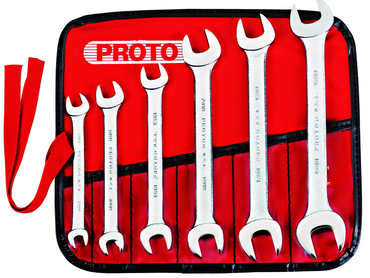 Proto® 6 Piece Satin Metric Open-End Wrench Set - Strong Tooling