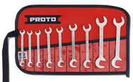 Proto® 9 Piece Satin Short Angle Open-End Wrench Set - Strong Tooling