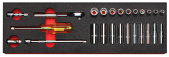 Proto® Foamed 1/4" Drive 25 Piece Combination Socket Set w/ Classic Pear Head Ratchet  - Full Polish - 6 Point - Strong Tooling