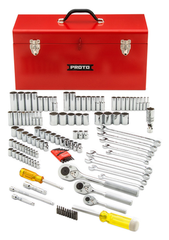 Proto® 1/4", 3/8" & 1/2" Drive 125 Piece Socket Set- 6, 8 & 12 Point w/ box J9975R - Strong Tooling