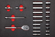 Proto® Foamed  3/8" Drive 22 Piece Socket Set w/ Classic Pear Head Ratchet - Full Polish - 12 Point - Strong Tooling