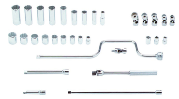 Proto® 3/8" Drive 33 Piece Socket, Combination Set - 12 and 8 Point - Strong Tooling