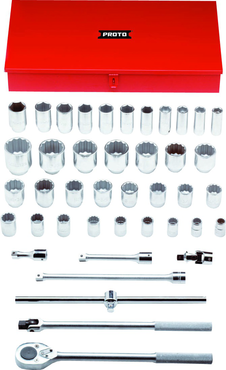 Proto® 3/4" Drive 42 Piece Combination Socket Set - 12 and 6 Point - Strong Tooling