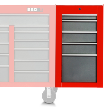 Proto® 550S Side Cabinet - 5 Drawer, Gloss Red - Strong Tooling