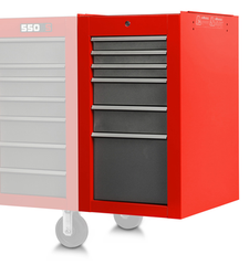 Proto® 550S Side Cabinet - 6 Drawer, Safety Red and Gray - Strong Tooling
