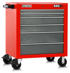 Proto® 550S 34" Roller Cabinet - 6 Drawer, Safety Red and Gray - Strong Tooling