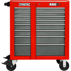 Proto® 550S 34" Roller Cabinet with Removable Lock Bar- 8 Drawer- Safety Red & Gray - Strong Tooling