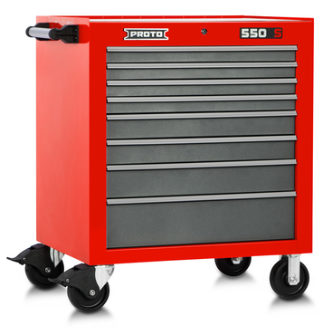 Proto® 550S 34" Roller Cabinet - 8 Drawer, Safety Red and Gray - Strong Tooling