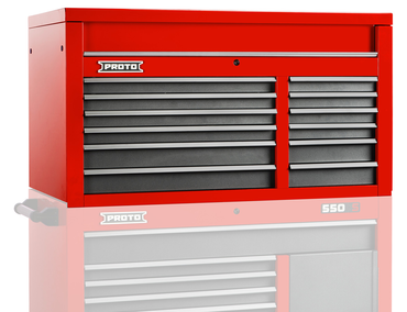 Proto® 550S 50" Top Chest - 12 Drawer, Safety Red and Gray - Strong Tooling