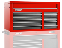 Proto® 550S 50" Top Chest - 12 Drawer, Safety Red and Gray - Strong Tooling