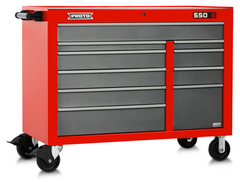 Proto® 550E 50" Power Workstation - 10 Drawer, Safety Red and Gray - Strong Tooling