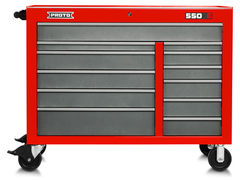 Proto® 550S 50" Workstation - 12 Drawer, Safety Red and Gray - Strong Tooling