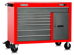 Proto® 550S 50" Workstation - 8 Drawer & 2 Shelves, Safety Red and Gray - Strong Tooling