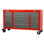 Proto® 550E 67" Power Workstation - 18 Drawer, Safety Red and Gray - Strong Tooling