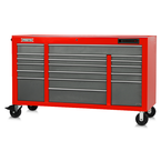 Proto® 550E 67" Front Facing Power Workstation w/ USB - 18 Drawer, Safety Red and Gray - Strong Tooling