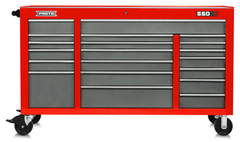 Proto® 550S 67" Workstation - 20 Drawer, Safety Red and Gray - Strong Tooling