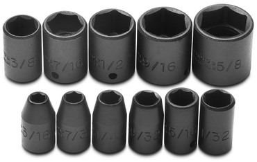 Proto® 1/4" Drive 11 Piece Impact Socket Set - 6 Point - Strong Tooling