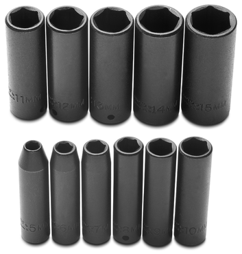 Proto® 1/4" Drive 11 Piece Metric Deep Impact Socket Set - 6 Point - Strong Tooling