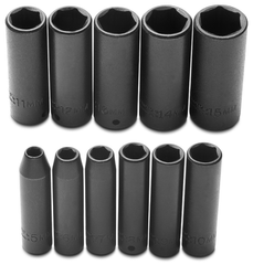 Proto® 1/4" Drive 11 Piece Metric Deep Impact Socket Set - 6 Point - Strong Tooling