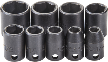 Proto® 3/8" Drive 9 Piece Impact Socket Set - 6 Point - Strong Tooling