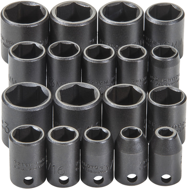 Proto® 3/8" Drive 18 Piece Universal Impact Socket Set - 6 Point - Strong Tooling