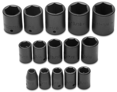 Proto® 1/2" Drive 15 Piece Impact Socket Set - 6 Point - Strong Tooling