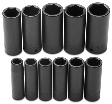 Proto® 1/2" Drive 11 Piece Deep Impact Socket Set - 6 Point - Strong Tooling